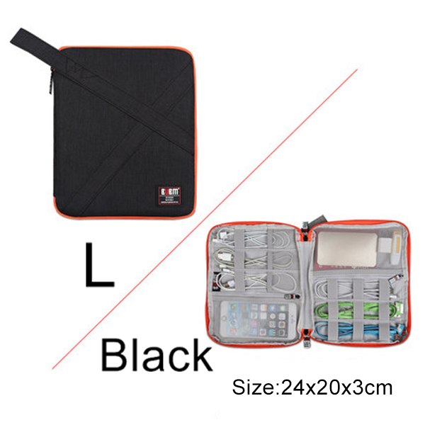 Kompatibel med Apple, BUBM Travel Universal Cable Organizer Elektroniktillbehör Fodral Gadgetväska för USB, telefon, laddare och kabel, Passar för ipad