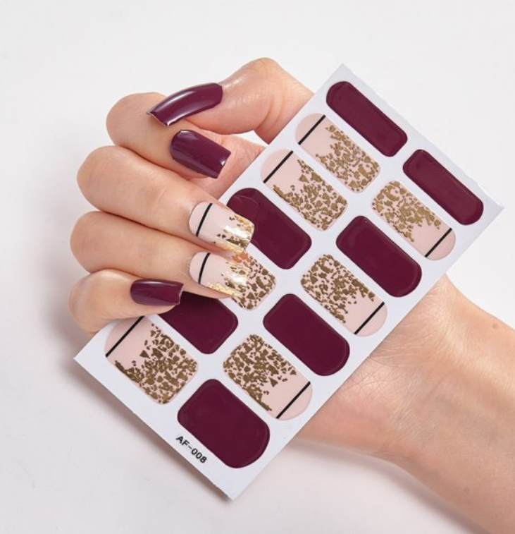 Full Coverage Nail Stickers - 40+ Designs - 24 Month Shelf Life - Nail Polish Glue Included - XAF01-XAF40 Collection