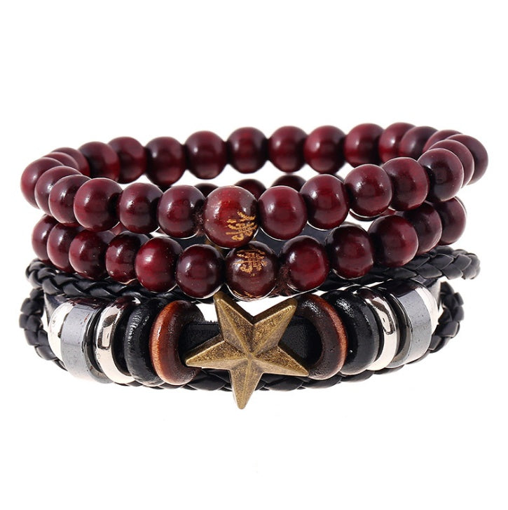 Moderiktiga pärlbesatta läderarmband och armband