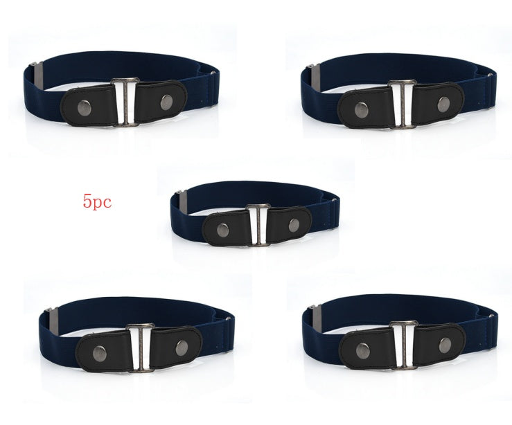 Men's Leather Slim Stretch Invisible Jeans Lazy Belt - Seamless Comfort