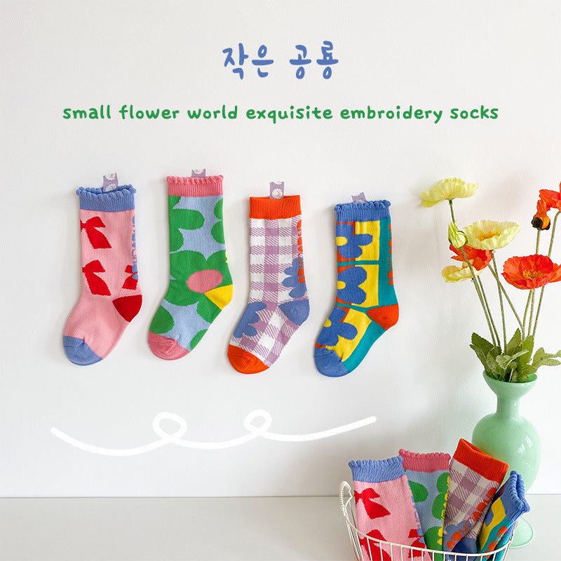 Chaussettes tube à blocs de couleurs Chaussettes pour bébé en coton