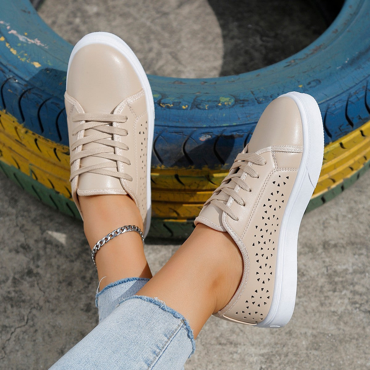 Patent Leather Cutout Loafers - Hollow Walking Flats - Artisan Collection
