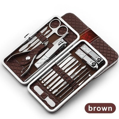 Professional Stainless Steel Manicure Kit - 18/21 Piece Set | Electroplated Finish