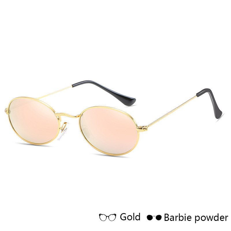 Lunettes de soleil ovales célèbres pour femmes, marque de luxe, monture ronde en métal, noires, petites lunettes bon marché