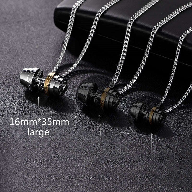 Stainless Steel Weights Gym Barbell Necklace Men