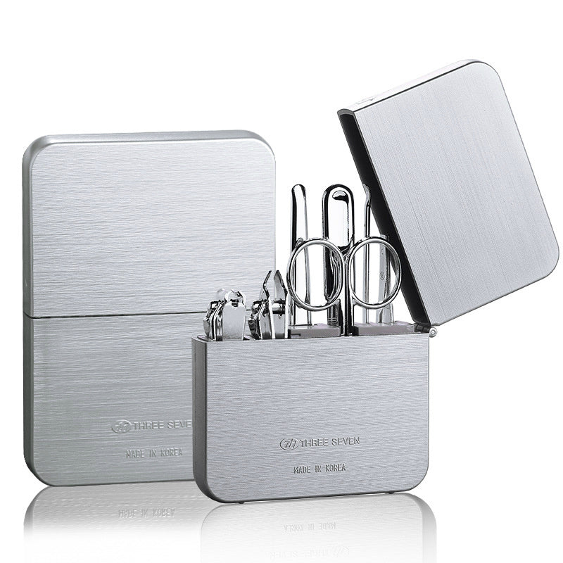 Professional Carbon Steel Nail Clippers Set - 7 Accessories Complete | Diagonal Flat Cut Tools