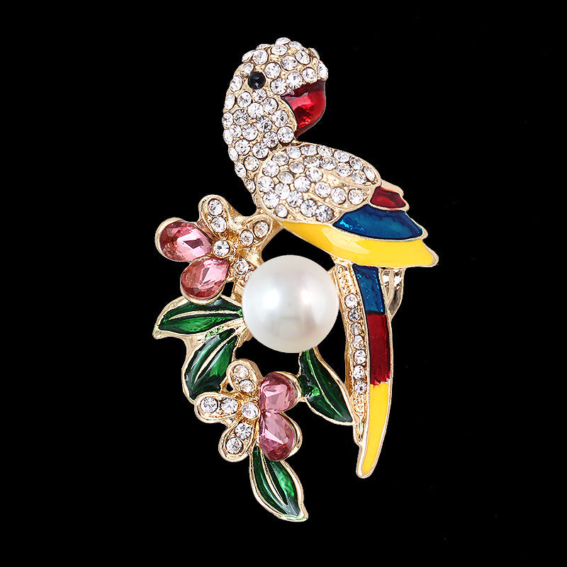 Elegant Bird Pearl Brooch