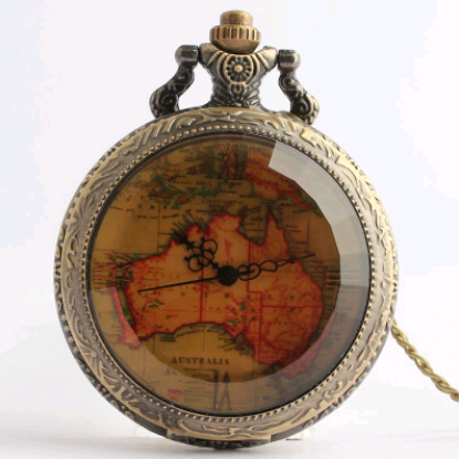 New Large Brown Color Face Australia Map Quartz Pocket Watch Retro Pocket Watch Fashion Fashion Watch - Geographic Elegant Accurate Durable Statement