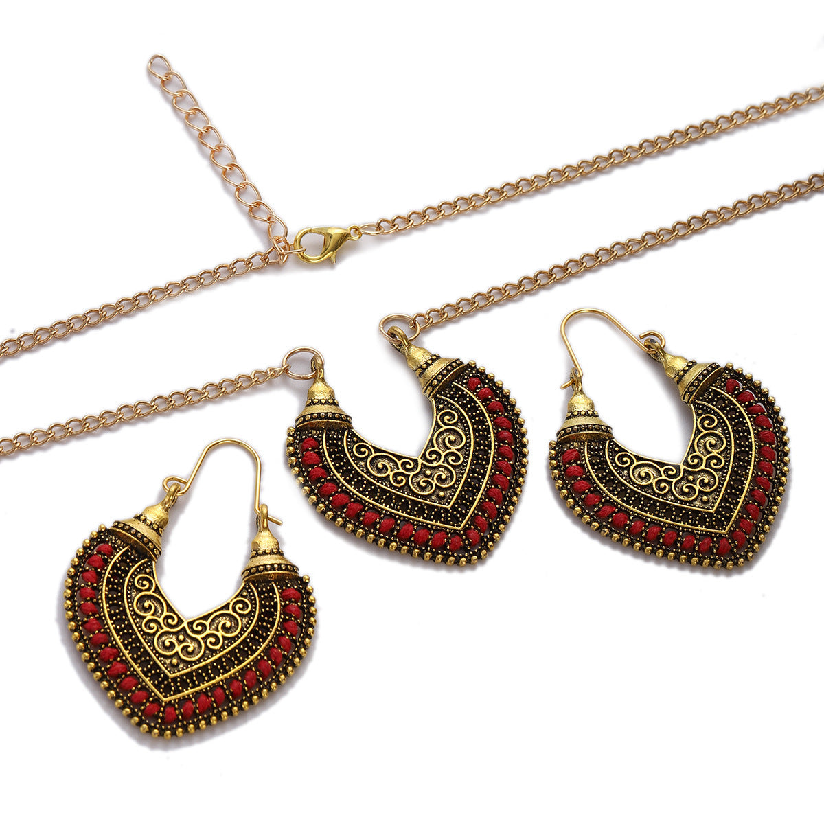 Colored Rope Winding Earrings Necklace Two-piece Set - Stylish & Elegant