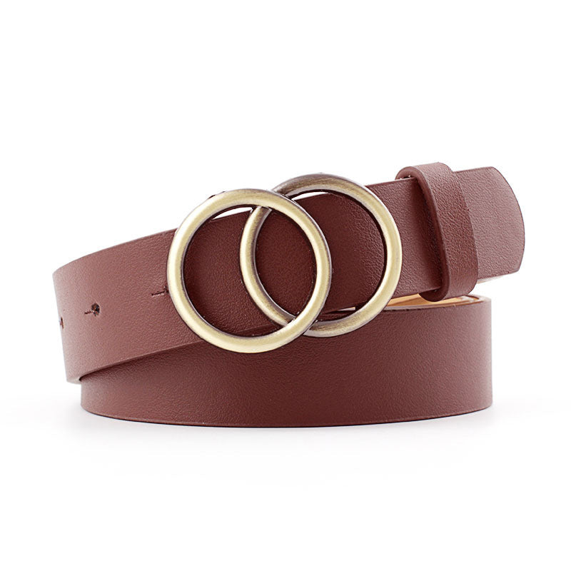 Women's European American Cross-Border Round Buckle Casual Belt - International Style