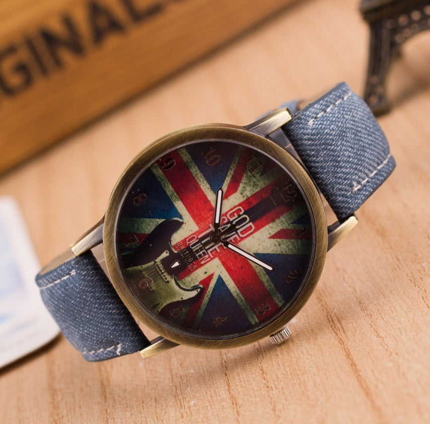 UK Flag Wrist Watch - Stylish Elegant Modern Sophisticated Functional Fashionable Vibrant Statement