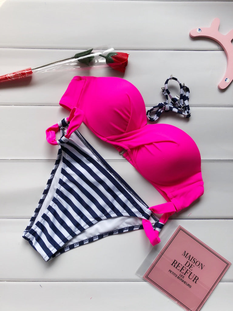 Professional Stripped Bikini Set for Women - High-Quality Swimwear