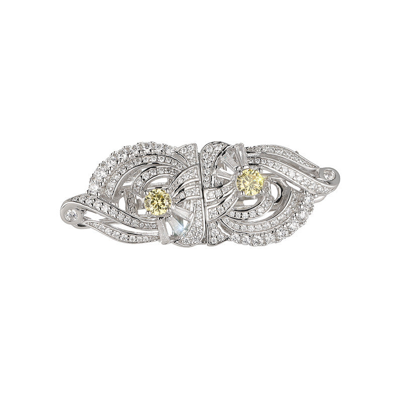 Sterling Silver Gem Brooch - Elegant Accessory for Sophisticated Style