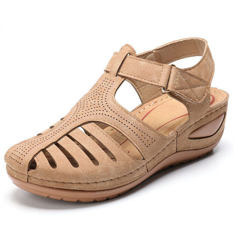 Retro-sandaler i plusstorlek för kvinnor med runda tå-sandaler