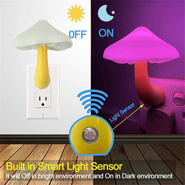 Lampe LED à prise murale en forme de champignon, prise ue US, blanc chaud, capteur de contrôle de la lumière, lumière de chambre à coucher, décoration de la maison