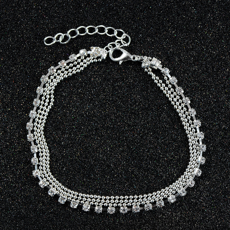 HHYDE 1PC Flerlager Kristall Vristfot Kedja Sommararmband Charm Vristfot Strandfot Bröllop Smycken Present Enkelbandje