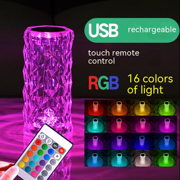 Lampe de table LED créative en forme de rose en cristal