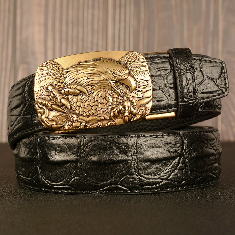 Double cuir pour hommes avec boucle de ceinture automatique