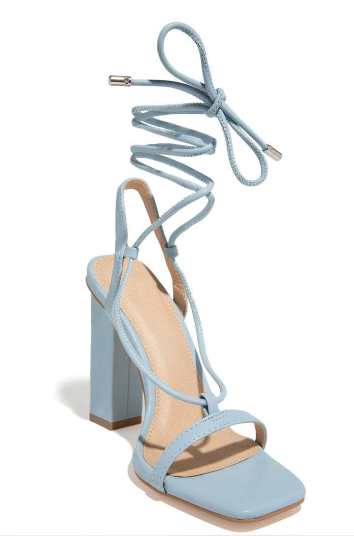 Women's Square Toe Ankle Lace-Up Strappy Sandals for Party Occasions