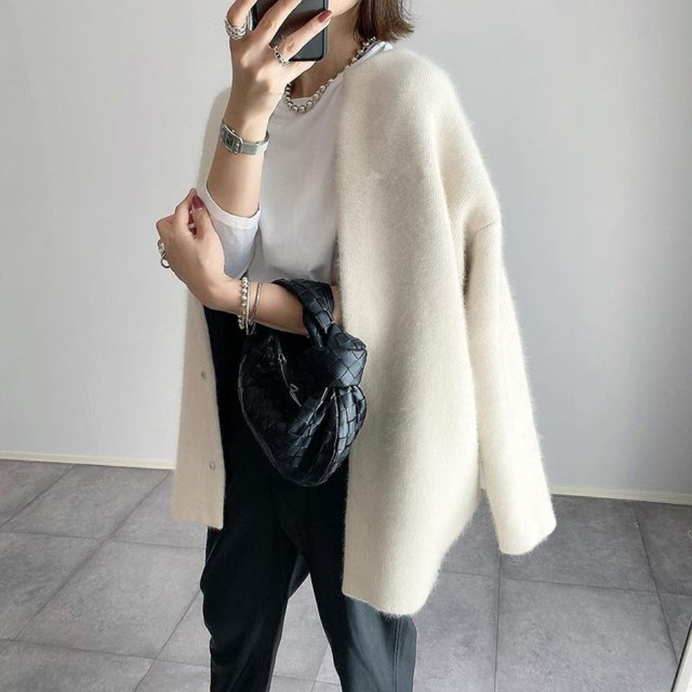 Women PU Leather Top Coat Jacket Loose
