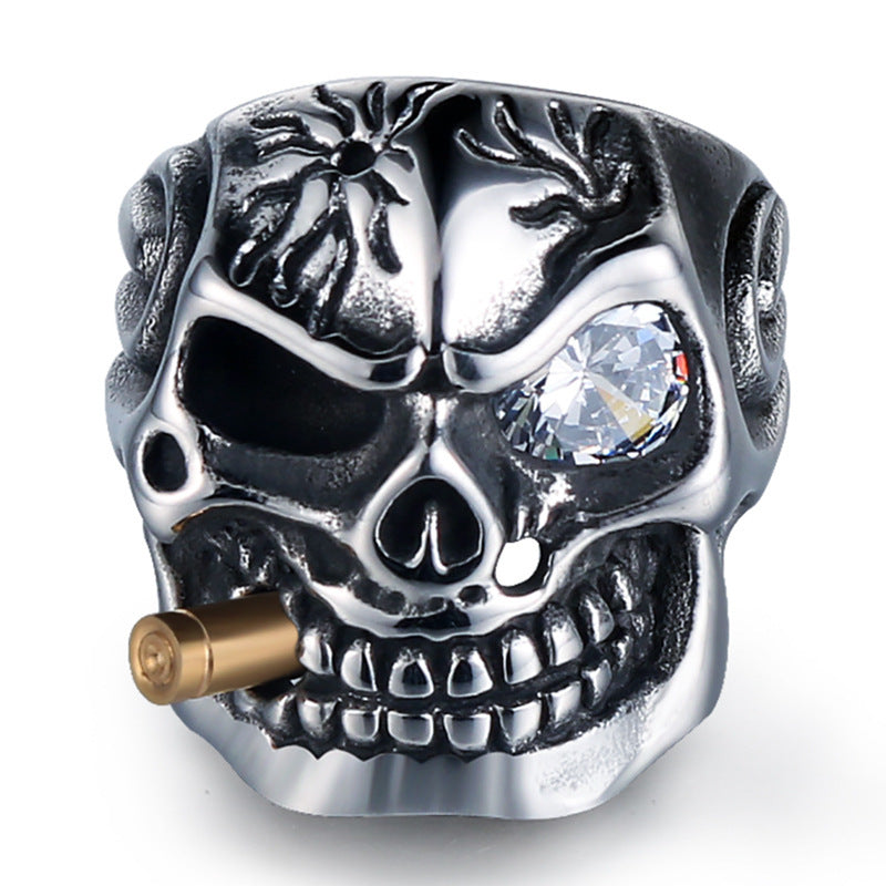 Skull Steel Ring Personlig Punk Ring Smycken för män