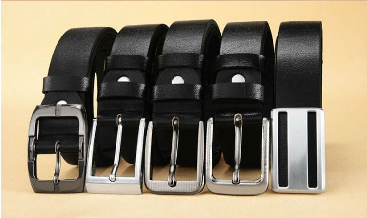 Men's Smooth Buckle Fashion Business Two-Layer Leather Belt - Professional Flow