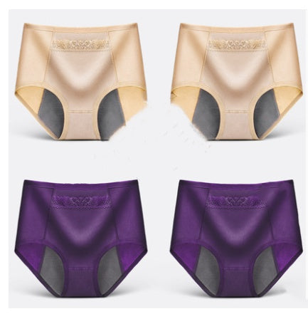 4 Physiological Underwear Women''s Waist Cotton Aunt Menstrual Period Leak-proof Girl Warm Breathable Triangle Health Pants