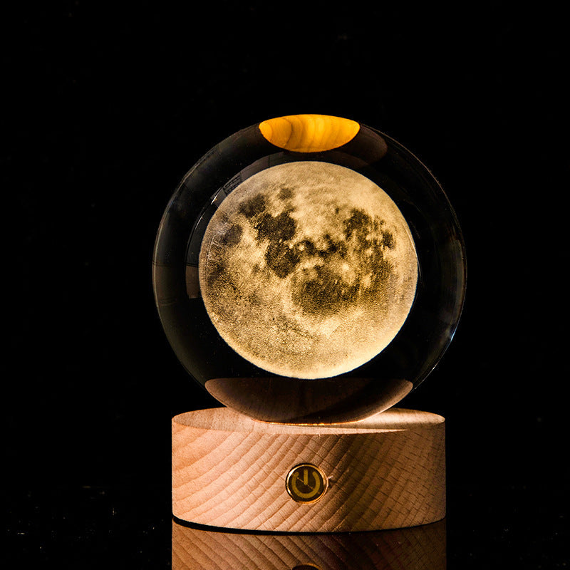 Lysande Galaxy Crystal Ball Dekoration 3D Laser Inre Carving