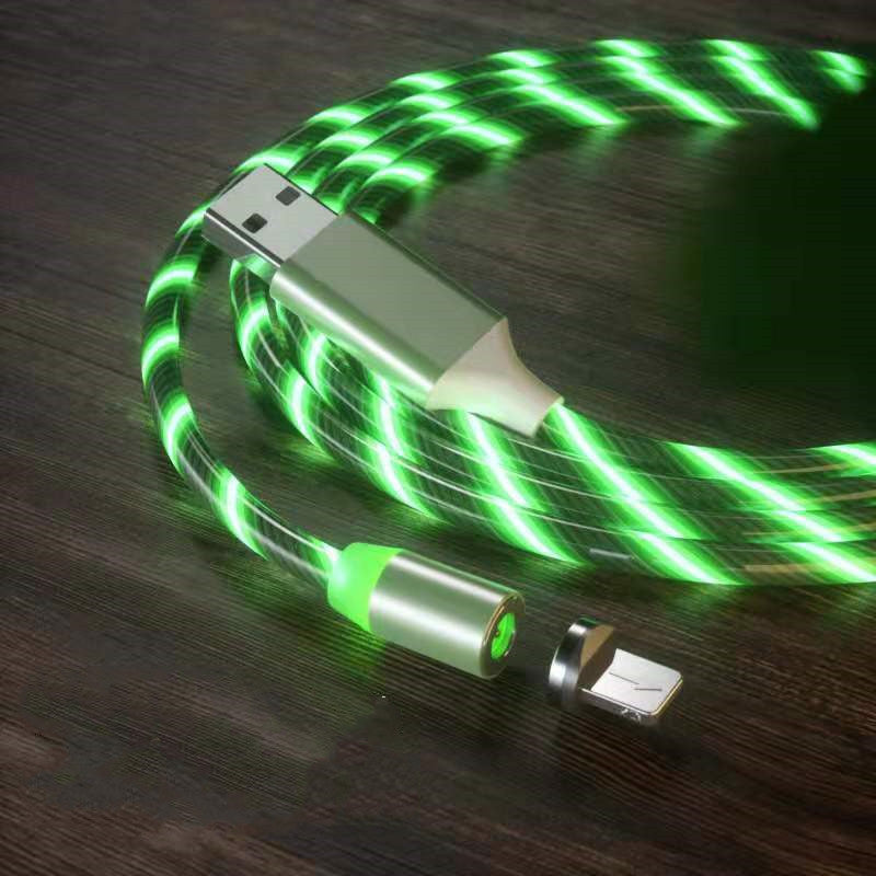 Magnetisk laddningskabel Streamer Snabbladdningskabel Belysning Micro USB-kabel LED Magnetladdare Type-C-kabel