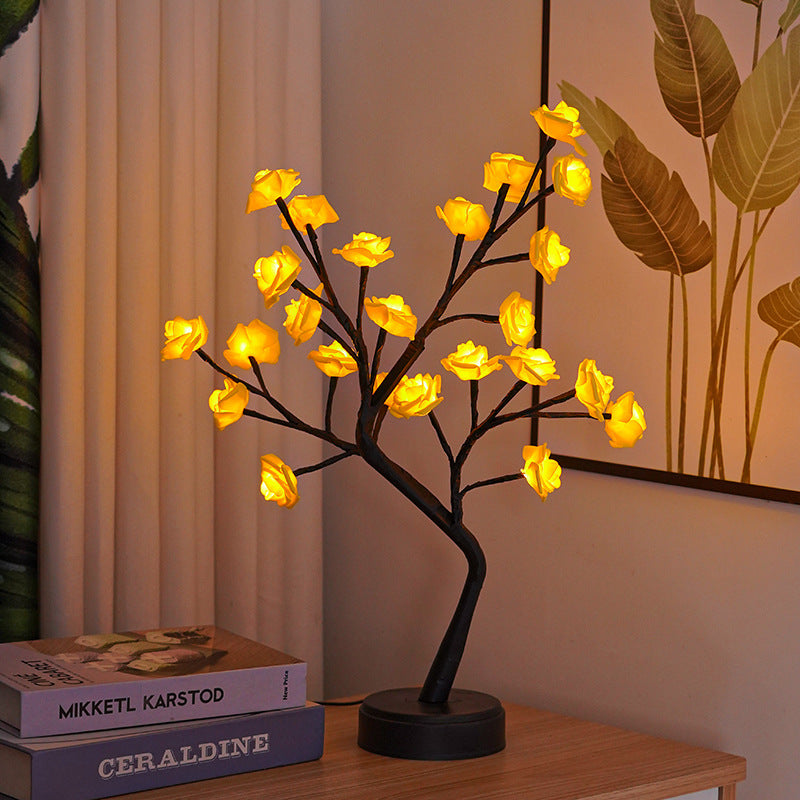 Bordslampa Blomma Träd Rose Lampor Fairy Skrivbord Nattlampor USB-drivna presenter till bröllop Alla hjärtans juldekoration
