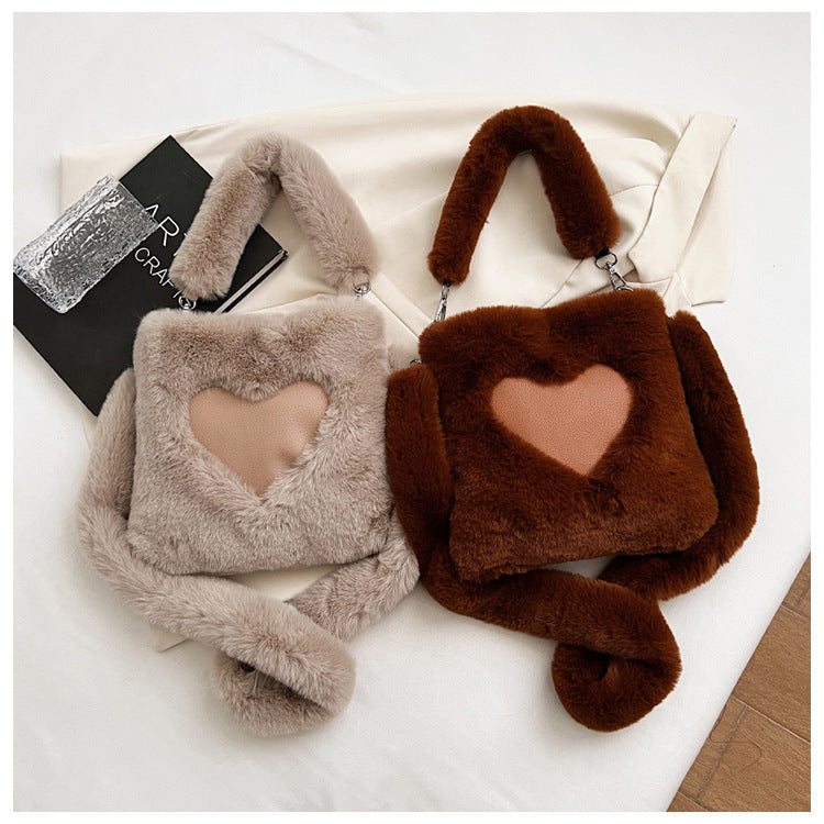 Love Handbags Sacs à bandoulière en peluche d'hiver pour femmes