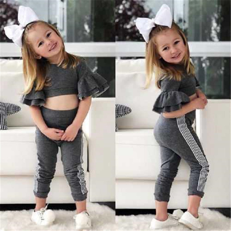 Autumn Kids Baby Girls T-Shirt Pants Outfits - 2P