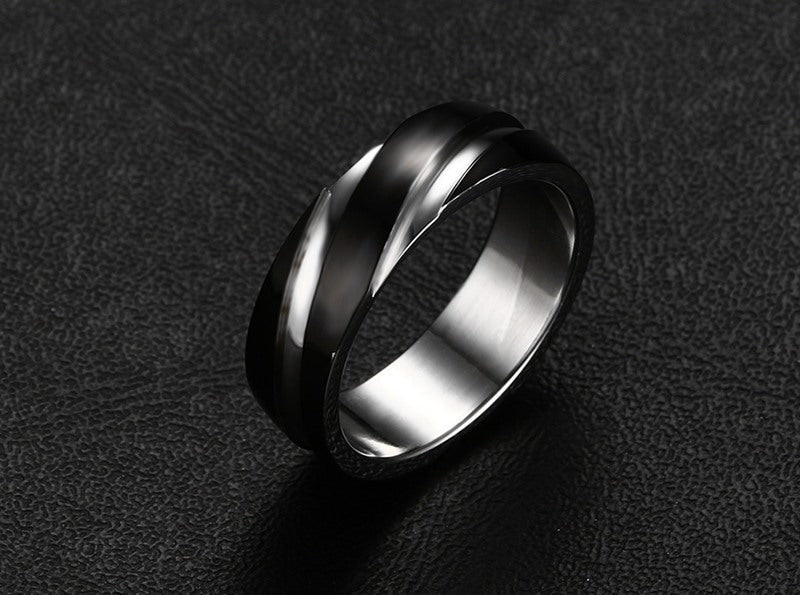 Bague pour homme en sergé d'acier titane noir