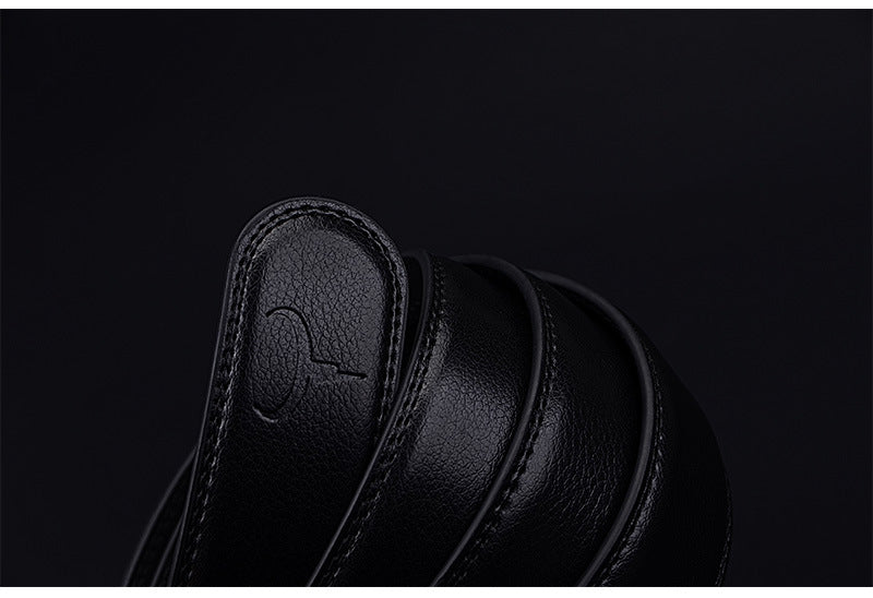 Men's Automatic Buckle Two-Layer Cowhide Belt - Reinforced Security