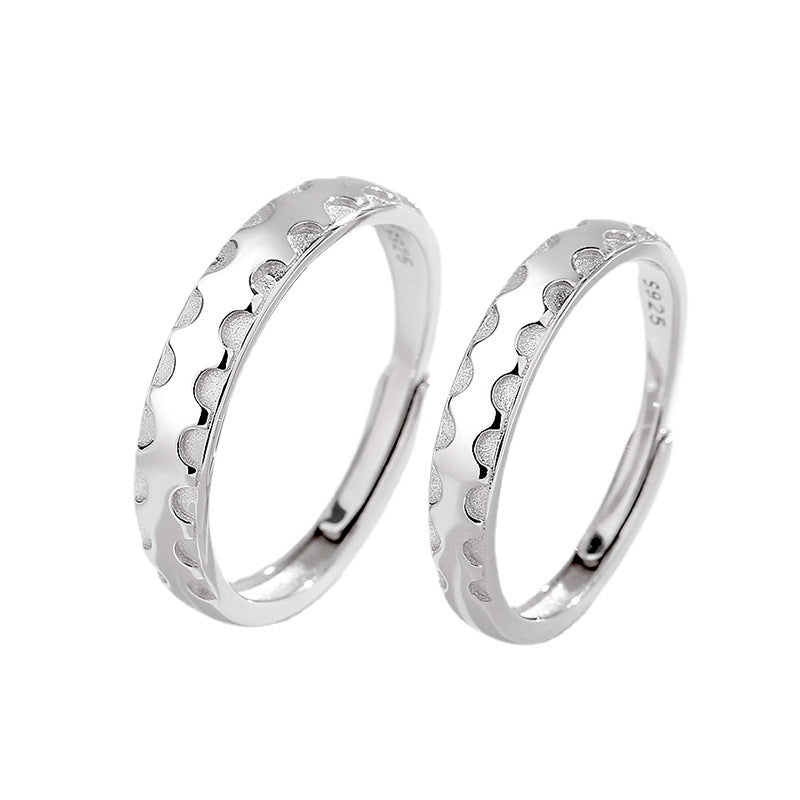Sterling Silver Love Gear Par Ringar för män och kvinnor
