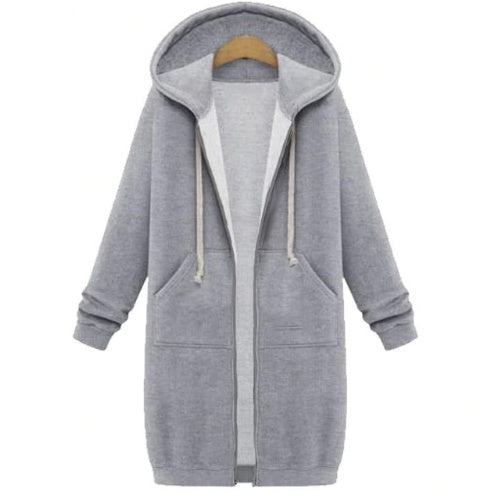 Sweat à capuche long hiver tröja kvinnors jacka et long tjock skjorta