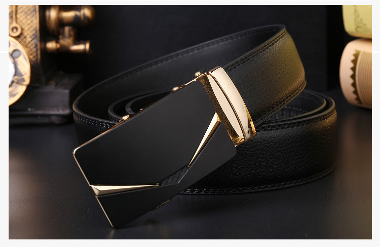Men's Leather Two-Layer Business Korean Classic Suit Belt - Professional Durability