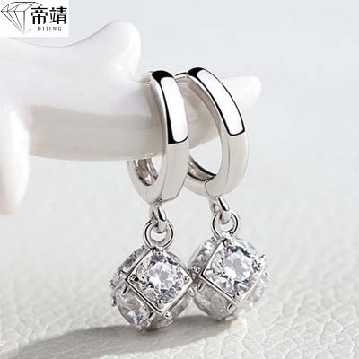 S925 Sterling Silver Earrings, magic square ear buckle