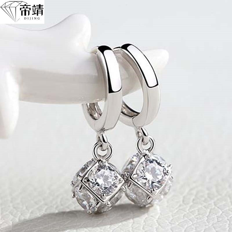 S925 Sterling Silver Earrings, magic square ear buckle