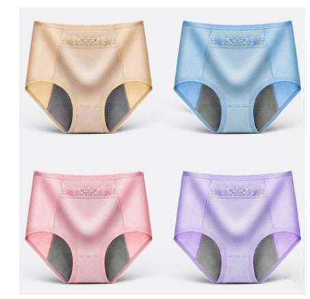 4 Physiological Underwear Women''s Waist Cotton Aunt Menstrual Period Leak-proof Girl Warm Breathable Triangle Health Pants