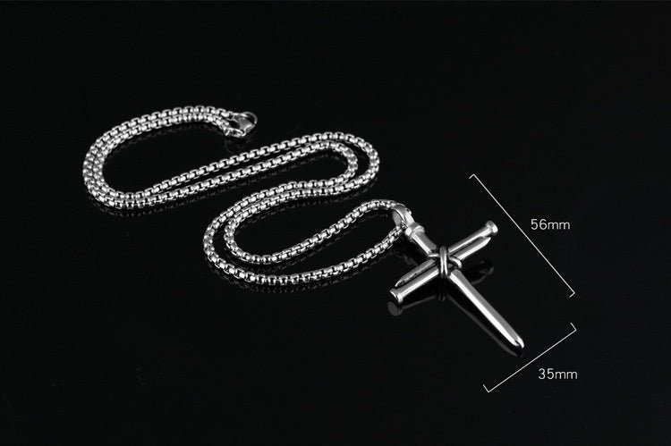 Clous en acier moulé en titane et acier, pendentifs croisés pour hommes, collier, bijoux