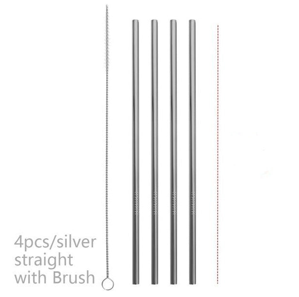 Colorful Reusable Stainless Steel Straws 4PCS/Pack