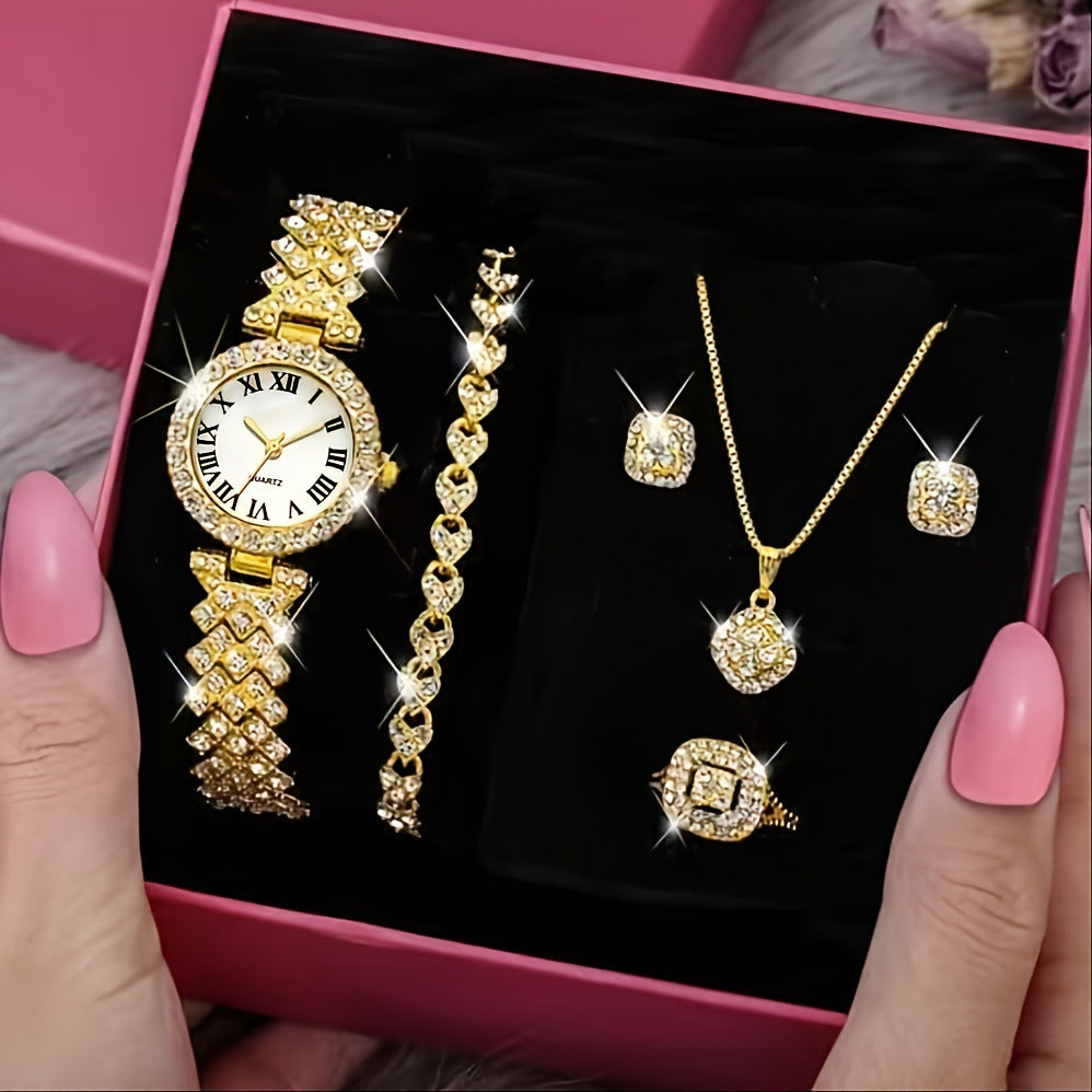 Full Diamond Luxury Bracelet Watch Suit Women's Quartz - Exquisite Elegant Sophisticated Stunning Glamorous Comfortable Impressive Statement