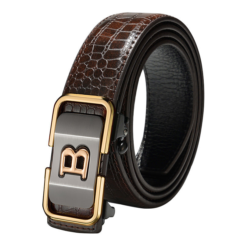 Automatic Buckle Genuine Leather Belt for Middle-Aged and Young People - Universal Appeal