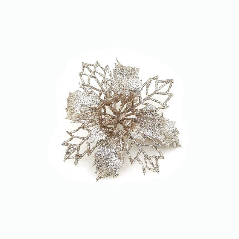 Fleurs de noël artificielles à paillettes, décorations d'arbre de noël pour la maison, fausses fleurs, ornements de noël, décor du nouvel an