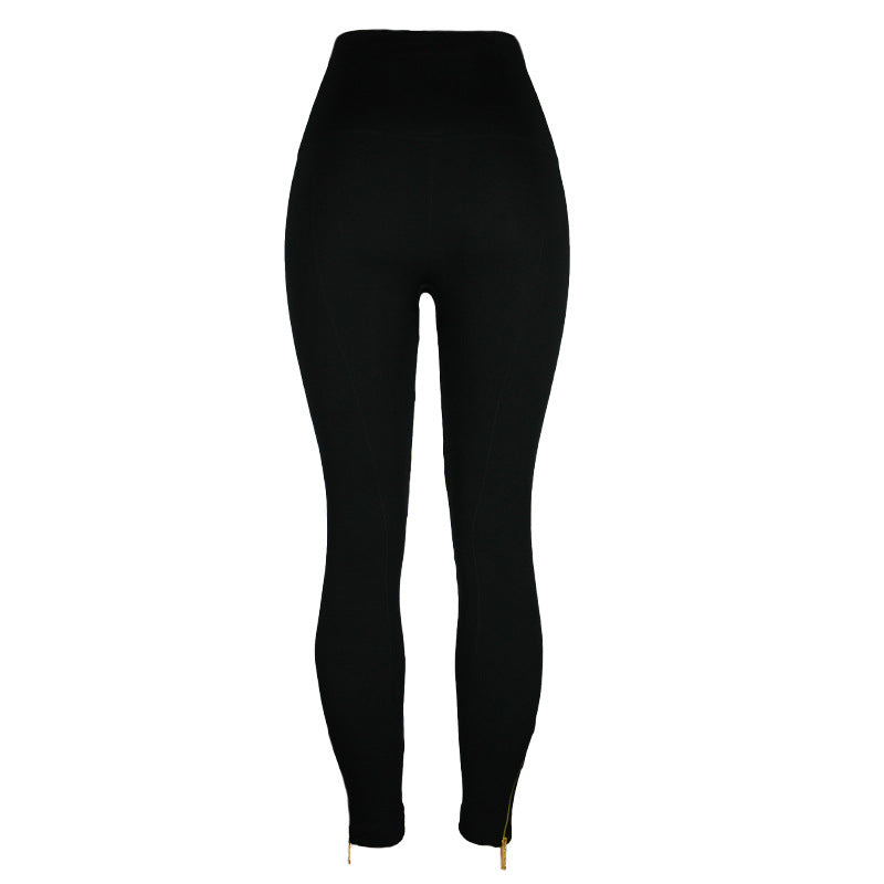 High Waist Tight Pants Tummy Control Zipper Leggings for Women Seamless Fuel with Diamond-Padded Pants