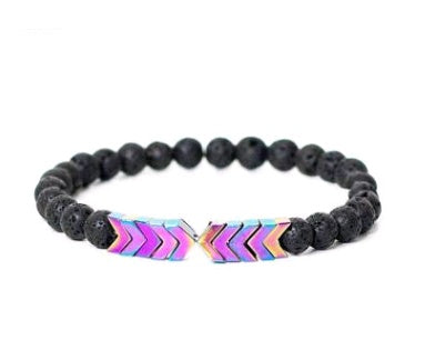 Lila pil män och kvinnor Naturstensarmband Volcanic Stone Magnet armbindel
