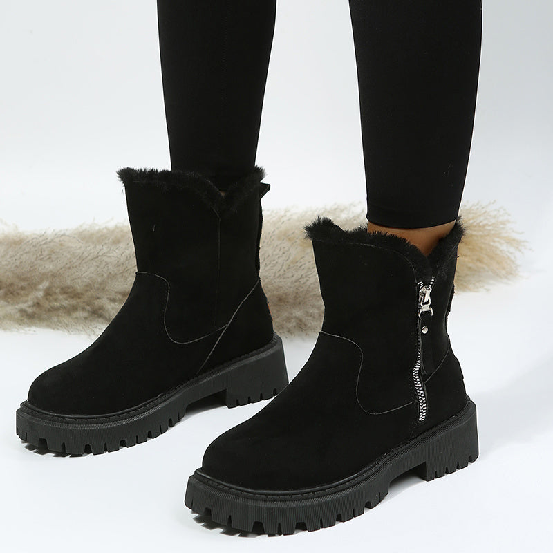 Women's Faux Suede Plush Snow Boots