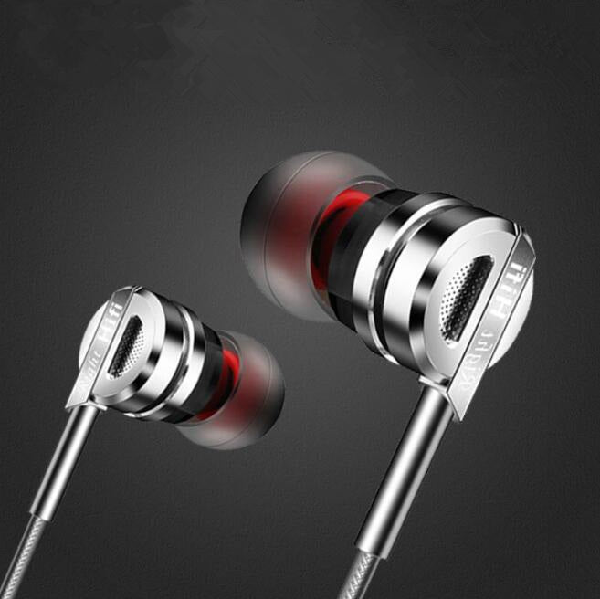 Ny dubbel rörlig spole HIFI ljud metall hörlurar, dubbelt horn, tung bas, mobiltelefon öronpropp, fabrik direktförsäljning