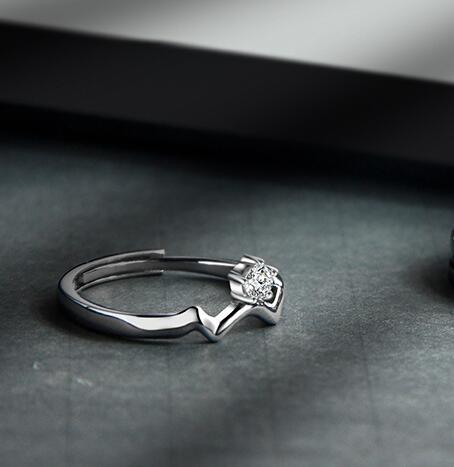 Paire de bagues en argent sterling S925 pour femmes et hommes